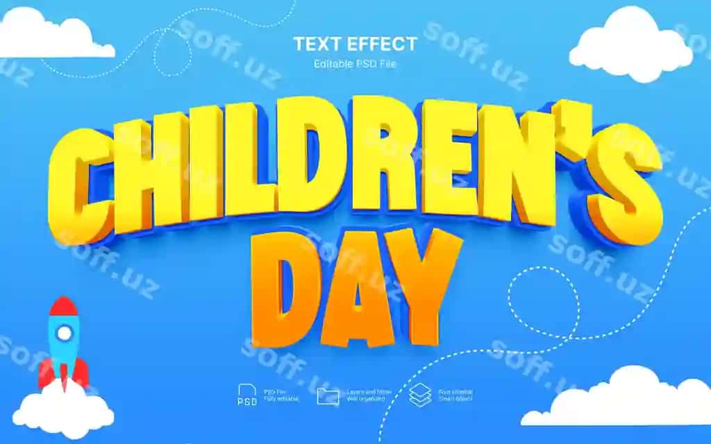 Xalqaro Bolalar Kuny matn effekti | International childrens day text effect