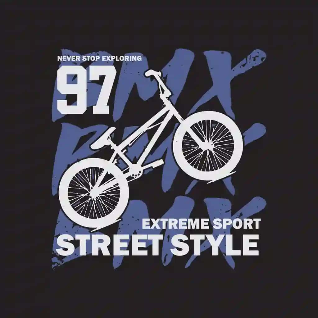 Vektorli tasvir mavzusi bmx ko'cha uslubidagi futbolka grafik posteri | Vector illustration theme bmx street style tshirt graphics poster