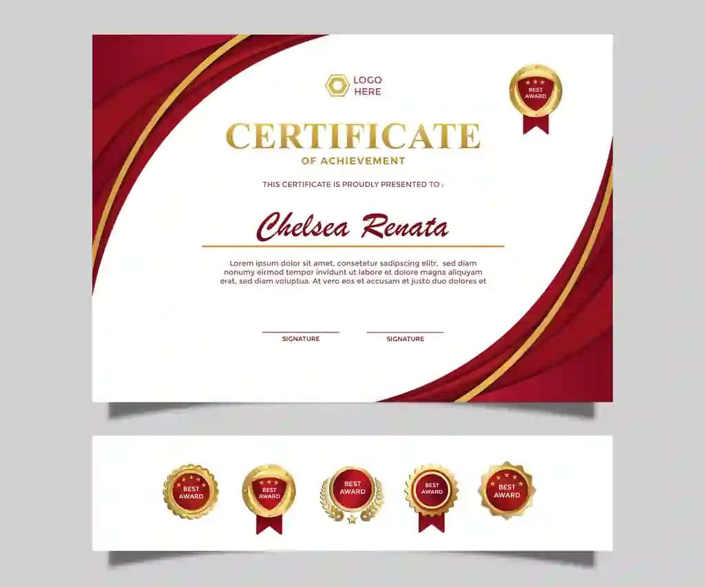 Zamonaviy oddiy hashamatli landshaft sertifikati yutuq dizayni qizil | Modern simple luxury lanscape certificate achievement design red