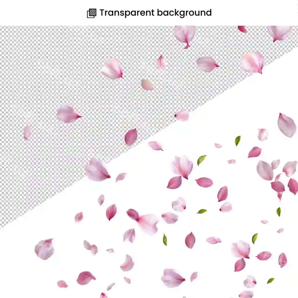 Pushti sakura gul qo'shiqlari tushadigan shaffof orqa fonda | Pink sakura petals fall transparent background