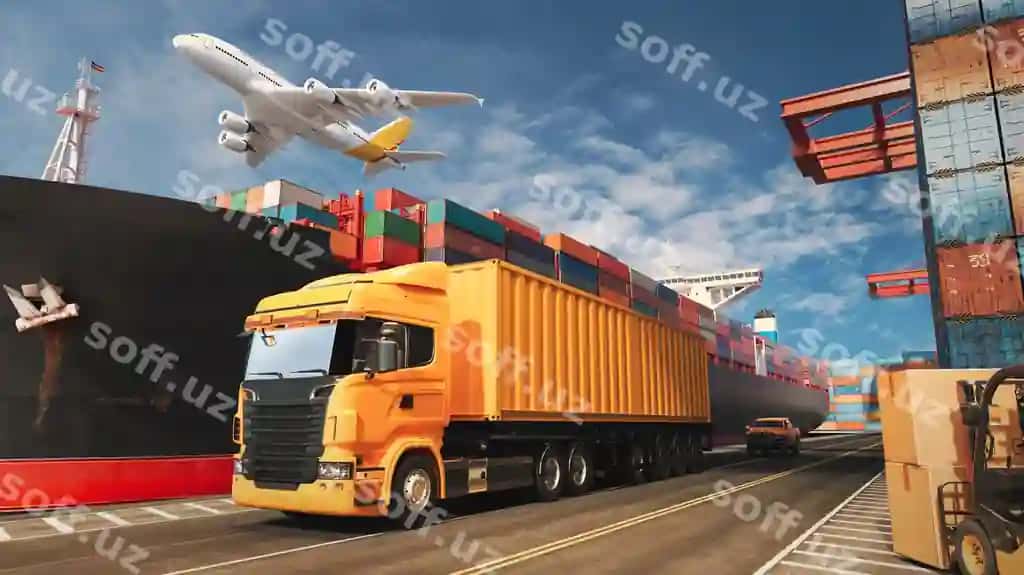 Transport logistikasi konteyner yuk gemisi yuk samolyoti 3d render illustratsiyasi | Transportation logistics container cargo ship cargo plane 3d rendering illustration