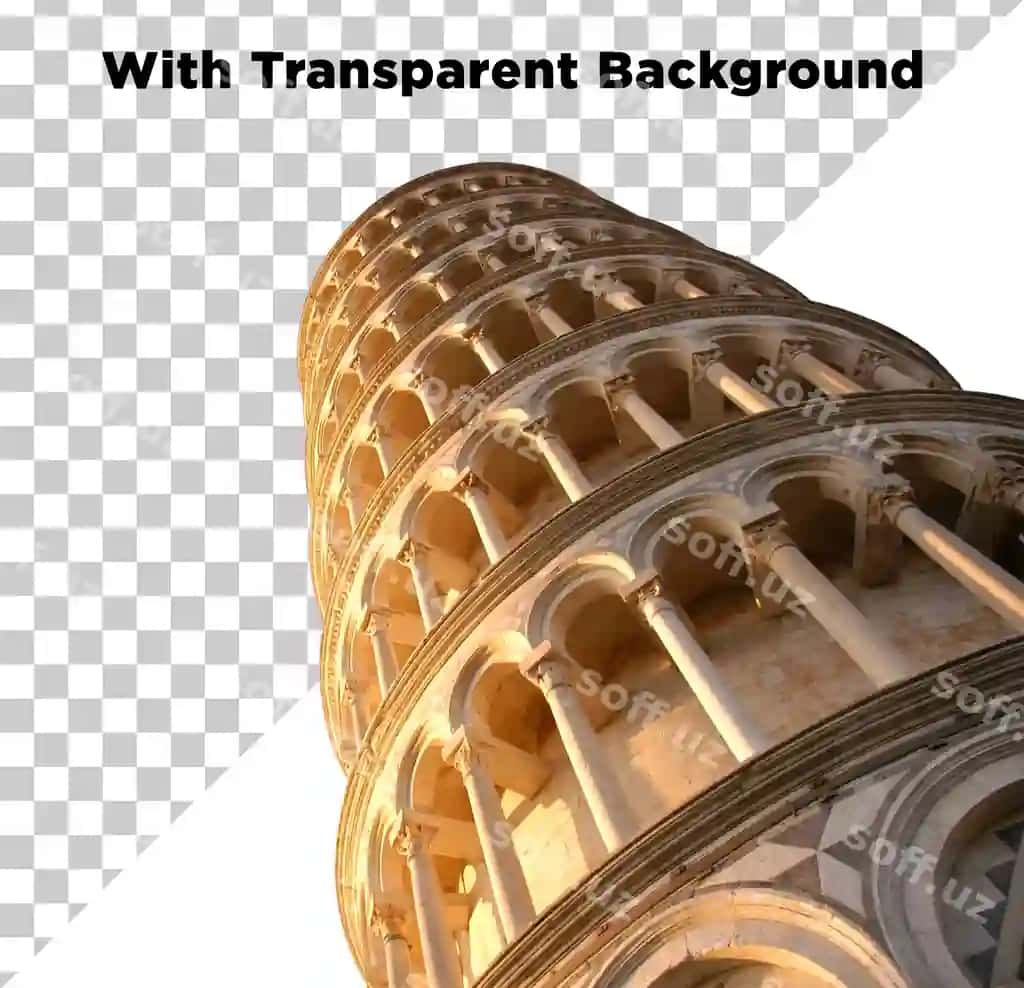 Pisa minorasi izolyatsiya qilingan shaffof fon | Leaning tower pisa isolated transparent background