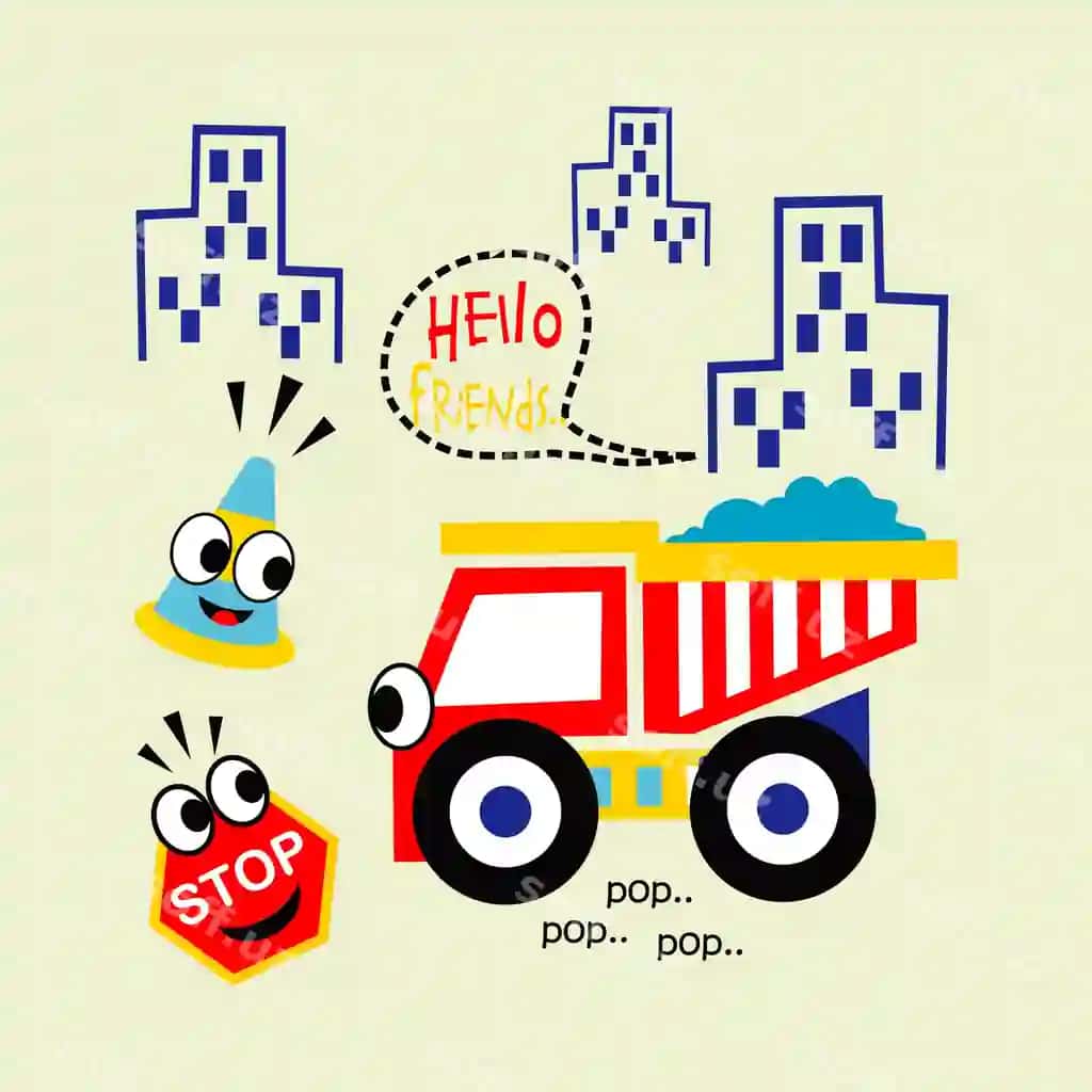 Kichik yuk avtomobilini dizayn qilish kartoon vektor illustratsiyasi | Little truck design cartoon vector illustration