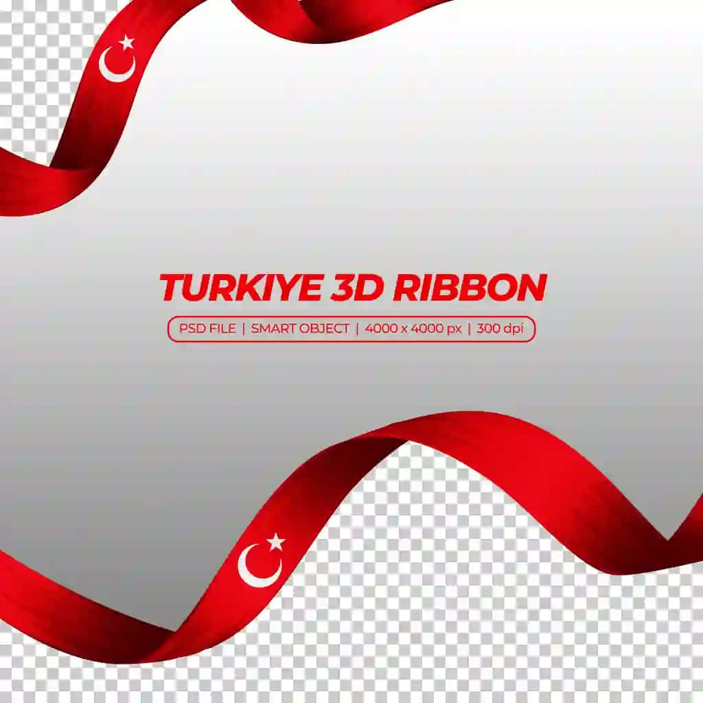 Turkiya bayrog'i rangli 3d tasma | Ribbon with turkiye flag color 3d