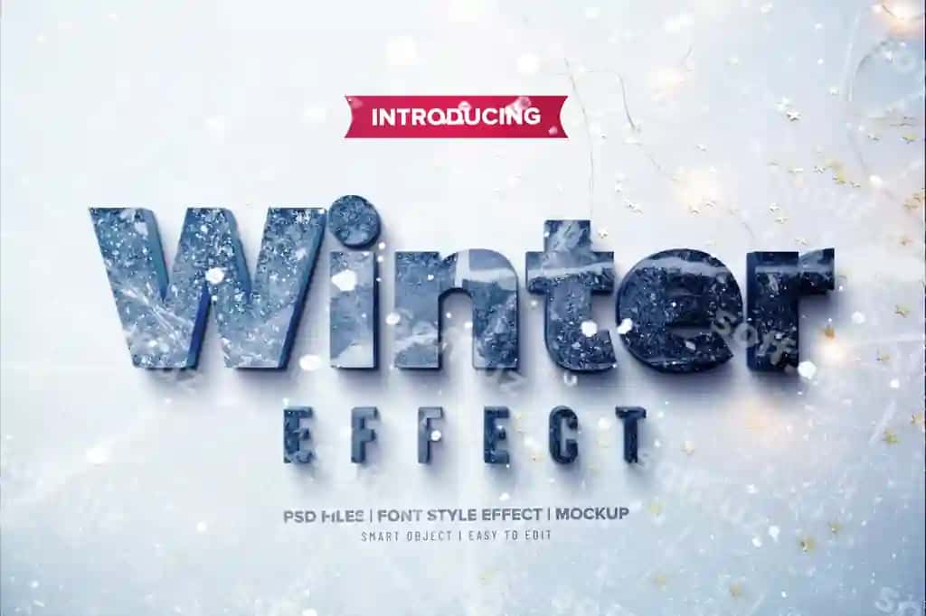 Qalin qish premium shrift effekti | Bold winter premium font effect