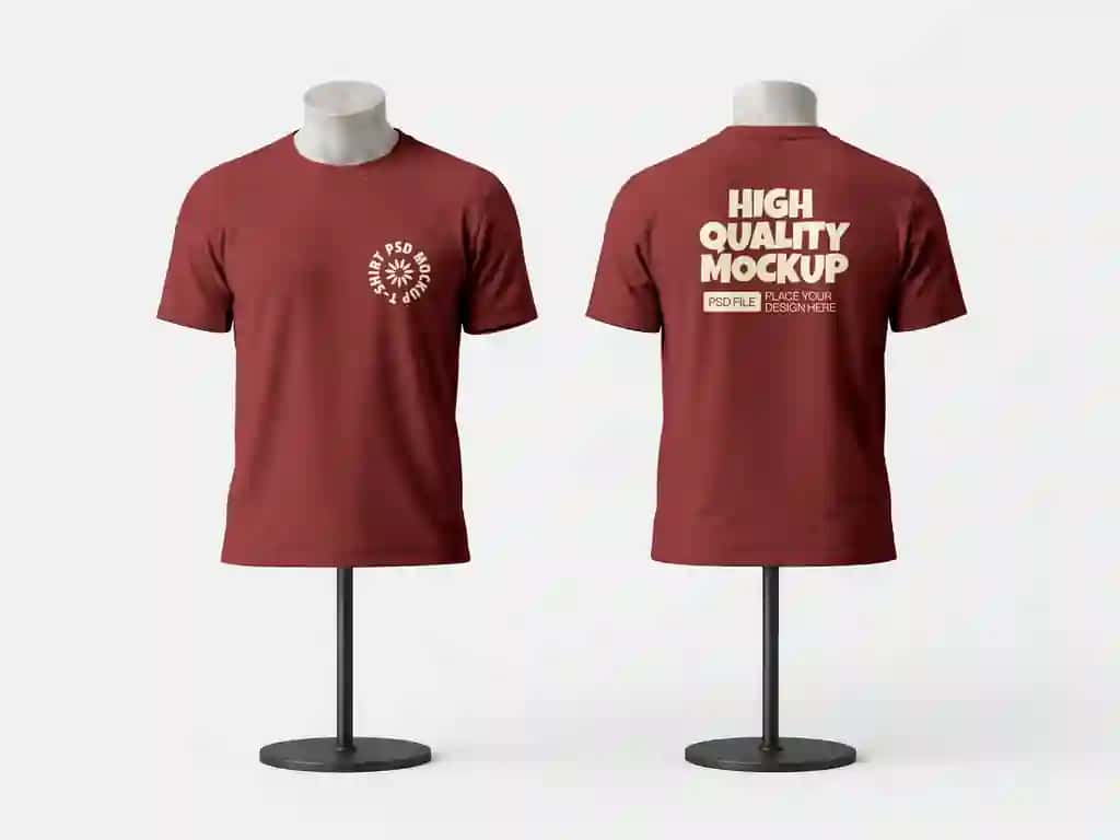 Oldindan orqa ko'rinishdagi qizil futbolka maketi manekenlari | Front back view red t shirt mockup mannequins