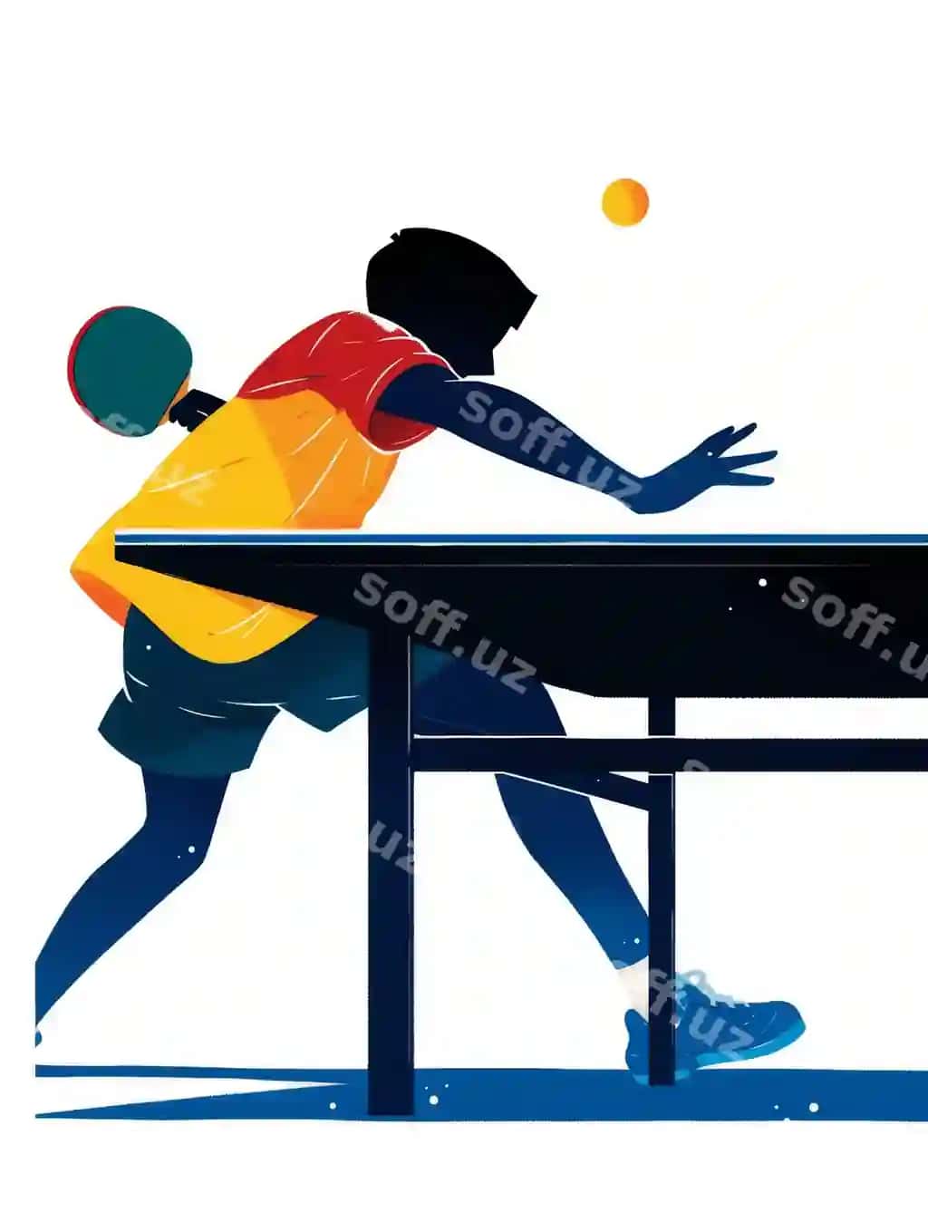 Minimalizmli illustratsiya erkak stol tenisini o'yinchi generativ AI | Minimalist illustration man playing table tennis generative ai
