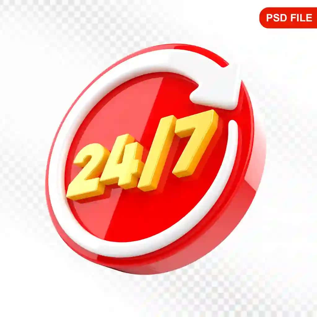 24 soat xizmat ko'rsatish 3D belgisi | 24 hours service 3d icon