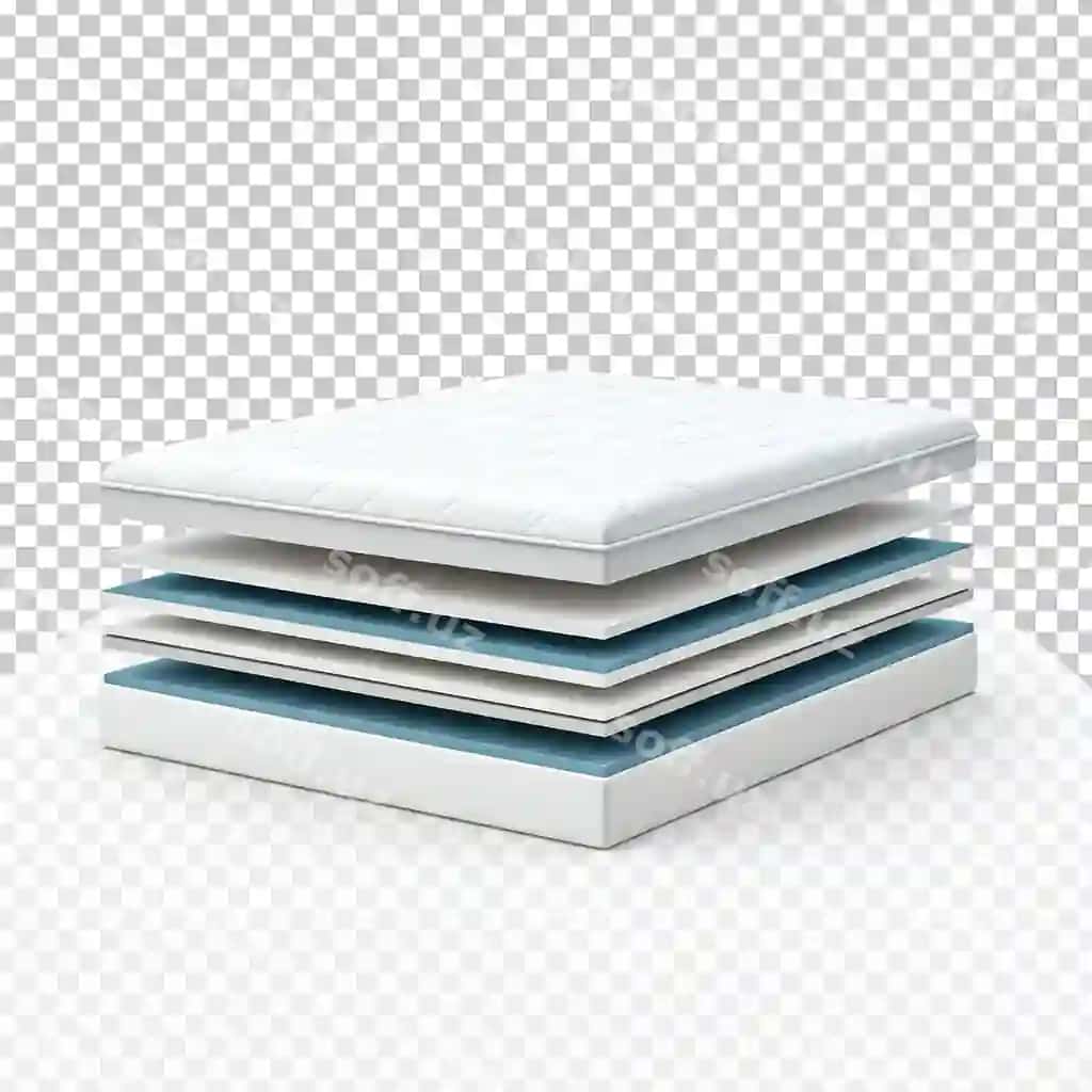 3d illustratsiya qatlamli matras dizayni ajraltirilgan shaffof orqa fonda | 3d illustration layered mattress design isolated transparent background