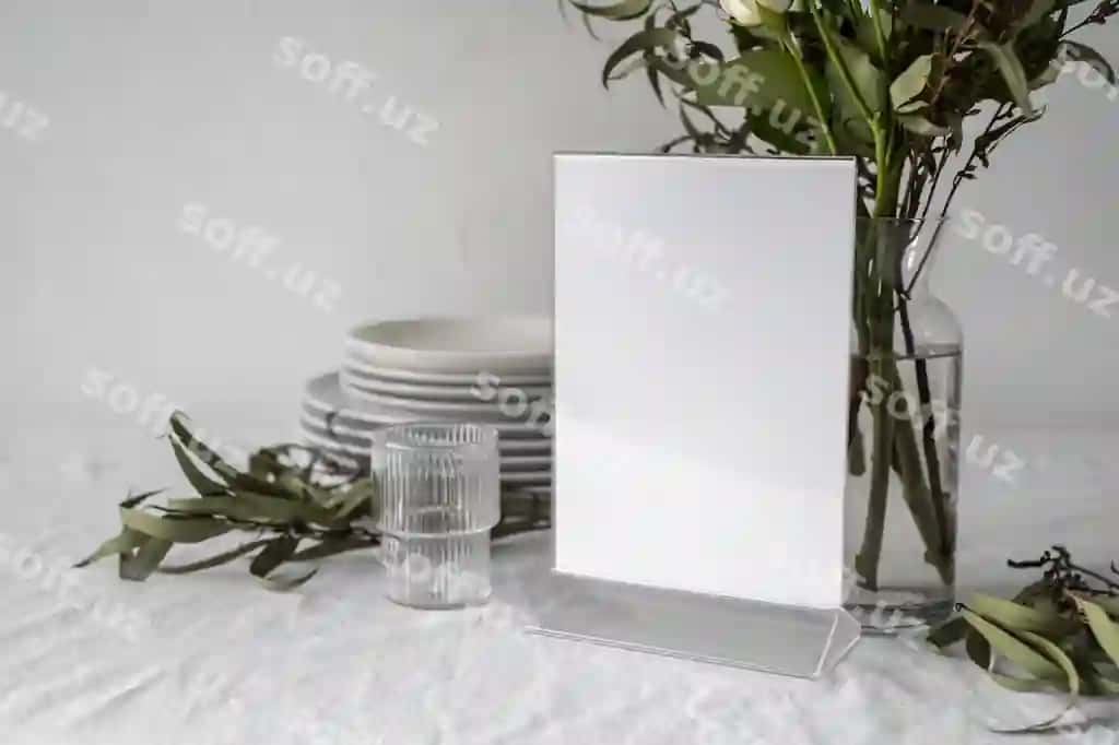 Jadval menyusi ko'rinishi soxta | Table menu display mock up