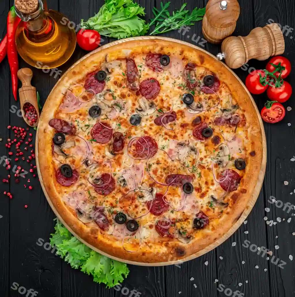 Sabzavotli mazali yangi pepperoni pitsa | Delicious fresh pepperoni pizza with vegetables