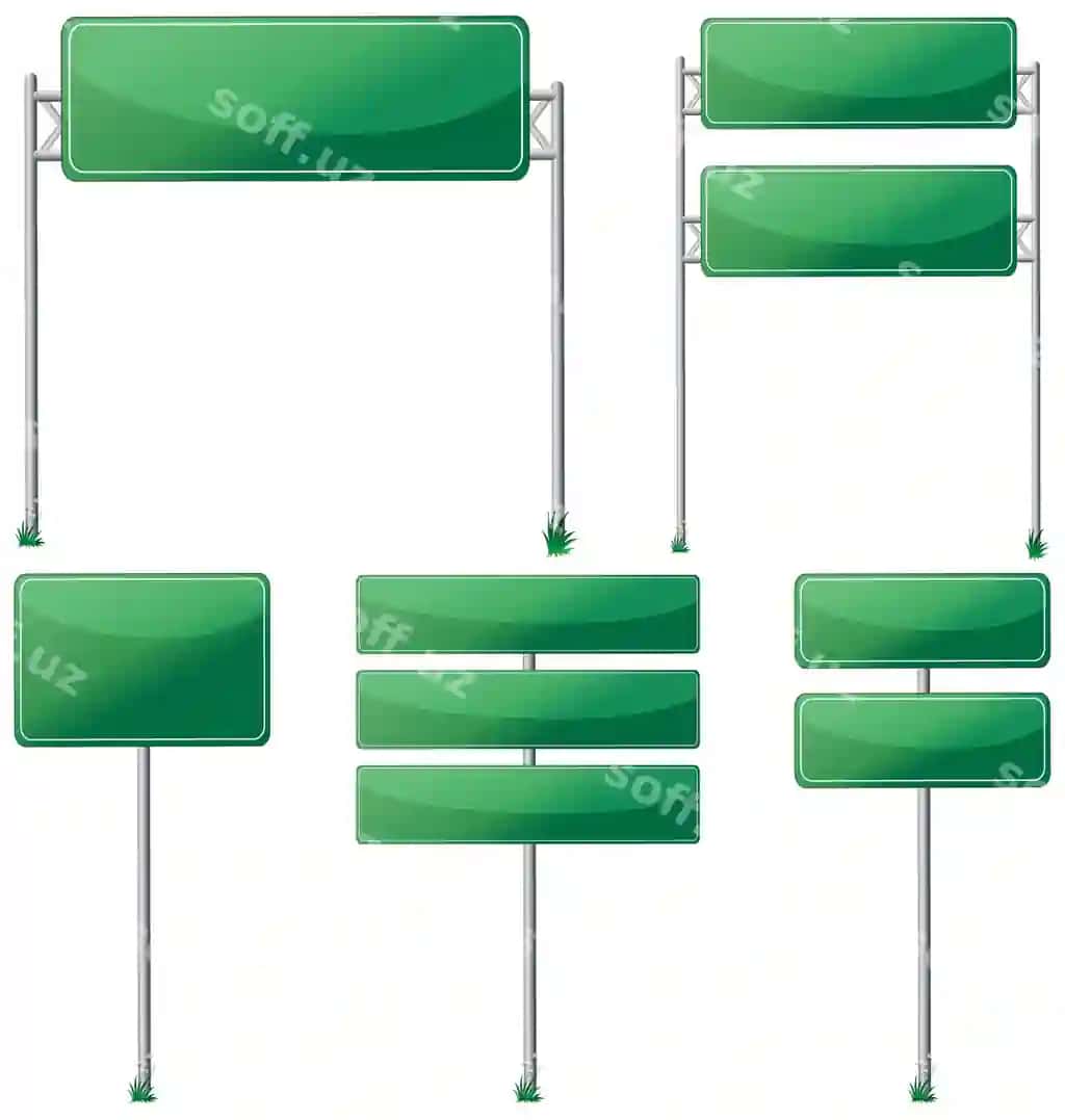 Boshqacha dizaynlar yashil belgilar | Different designs green signs