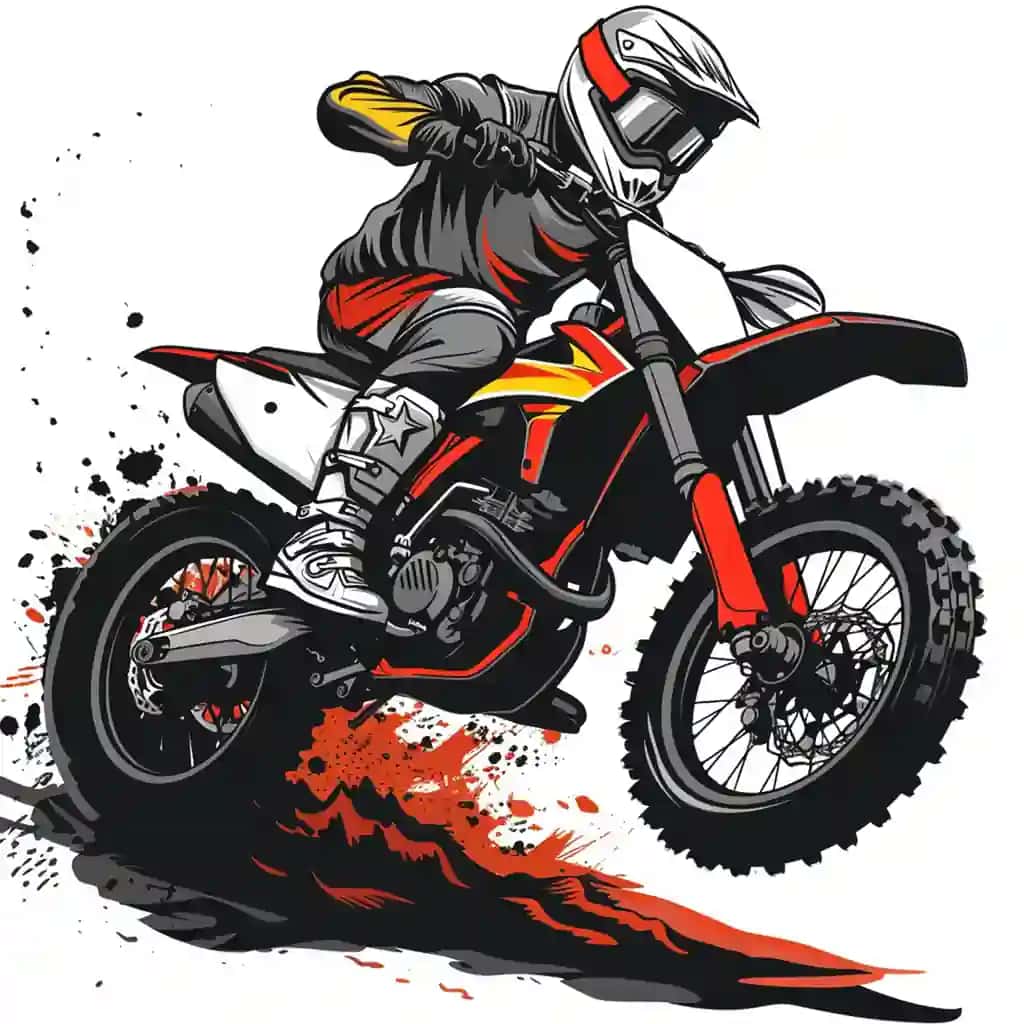 Vektorli motokross chavandozi mototsikli qizil ko'ylagi futbolkasi dizayni | Vector motocross rider motorcycle red jacket tshirt design