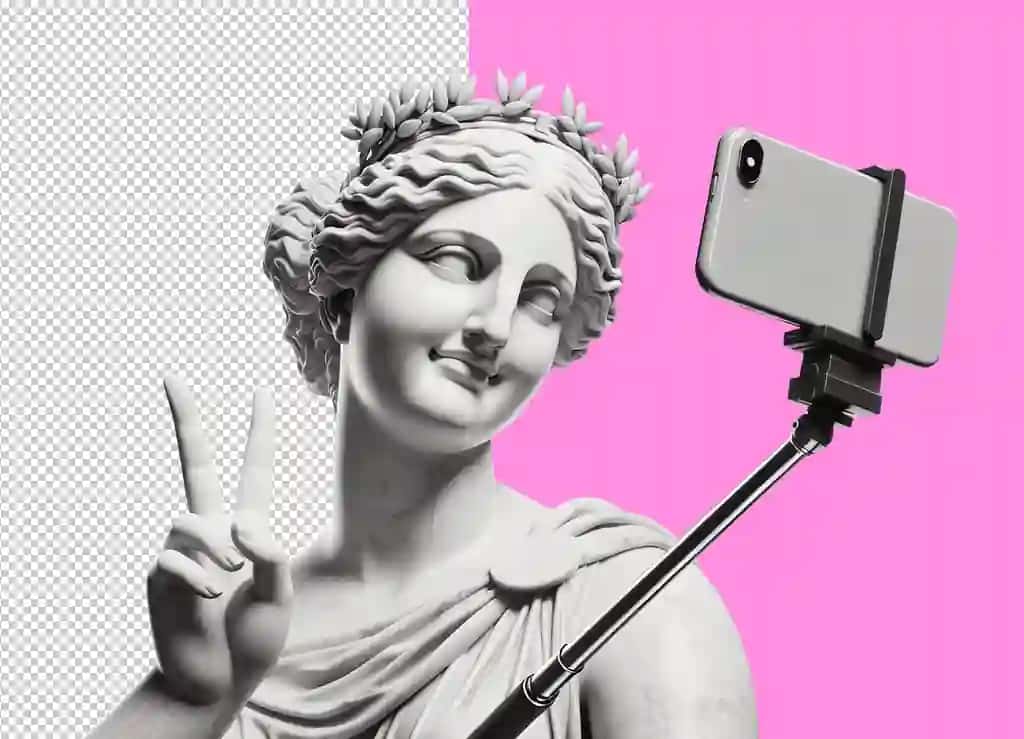 Smartfon selfi tayog'i bilan sefi yaratayotgan inson haykali | Human sculpture statue making sefie with smartphone selfie stick