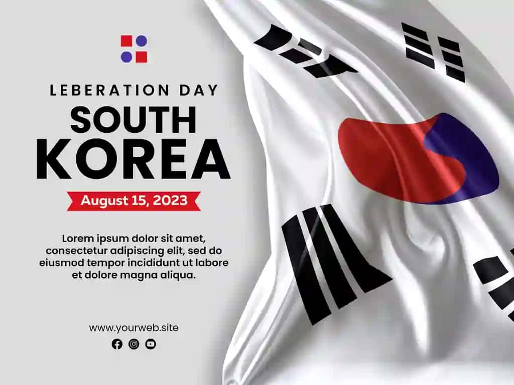 Bayroq fonida Koreya mustaqillik kuni ijtimoiy media posti | Korean independence day social media post with flag background