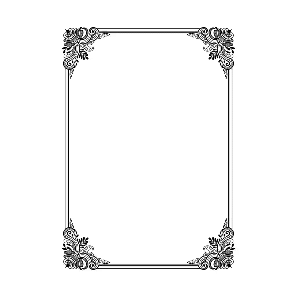 Burchak bezaklari bilan bezatilgan nafis chegara ramkasi | Elegant border frame with ornate corner decorations