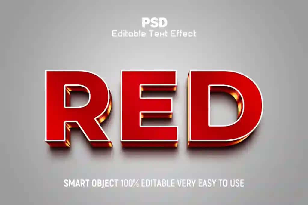 Qizil 3D tahrirlanadigan matn effekti uslubi shabloni | Red 3d editable text effect style template