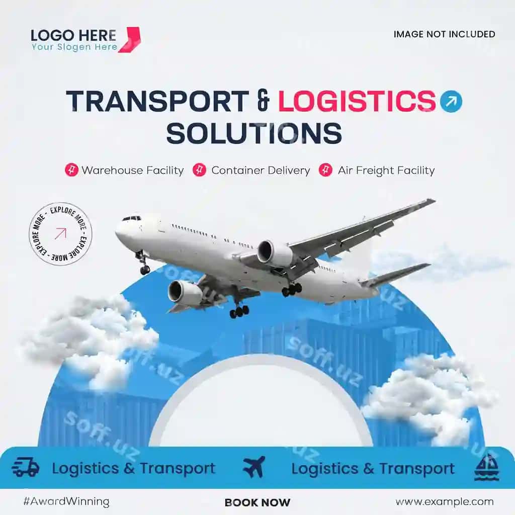Logistik transport yetkazib berish xizmatlari ijtimoiy media posti | Logistic transport delivery services social media post