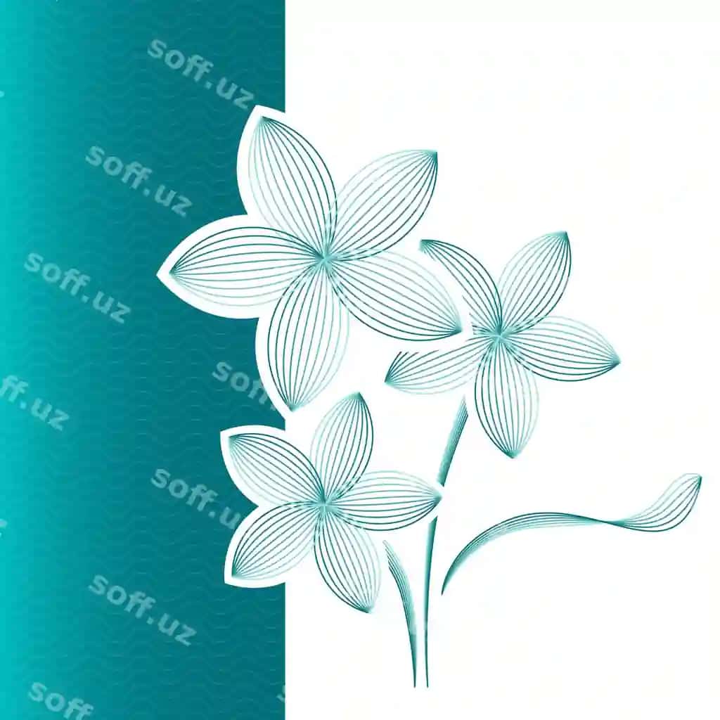 Gul tabrigi ko'k-yashil rangda | Flower greeting card bluegreen