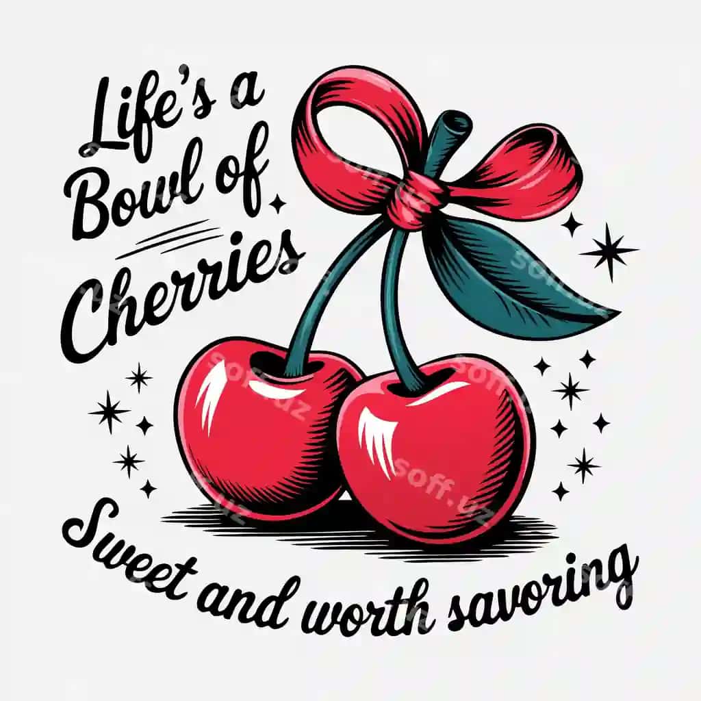 Lifes piyola olcha shirin arziydi lazzatlanish dizayn olcha Valentin | Lifes bowl cherries sweet worth savoring design cherry valentine
