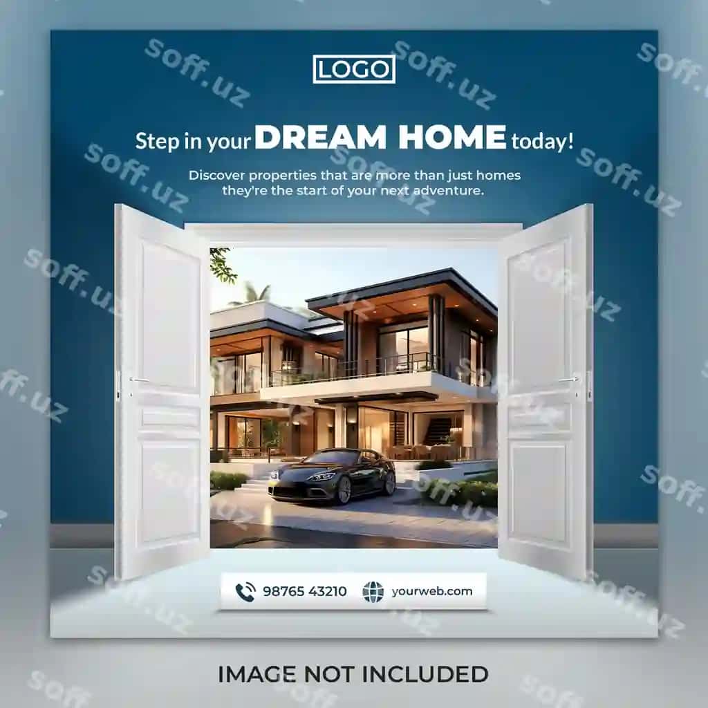 Ko'chmas mulk uyi mulki ijtimoiy tarmoqlardagi post | Real estate house property social media post