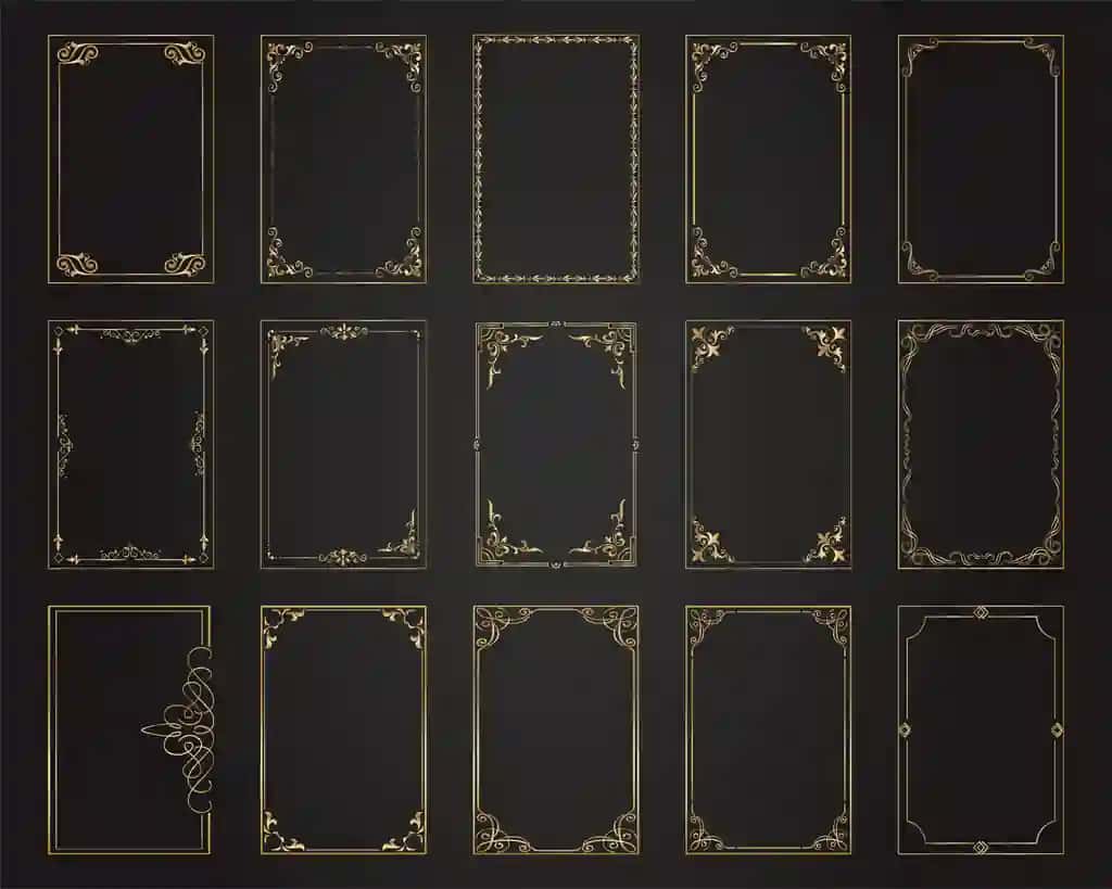 Dekorativ oltin ramkalar retro bezak ramka vintage to'rtburchaklar | Decorative gold frames retro ornamental frame vintage rectangle