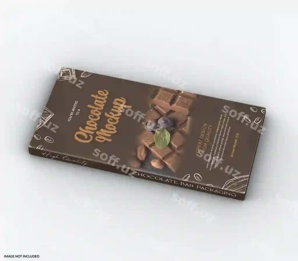 Shokolad barining qadoqlash maketi | Chocolate bar packaging mockup