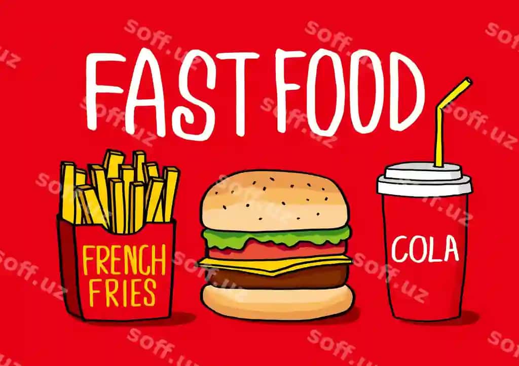 Tez ovqatlanish vektor piktogrammalari | Fast food vector icons