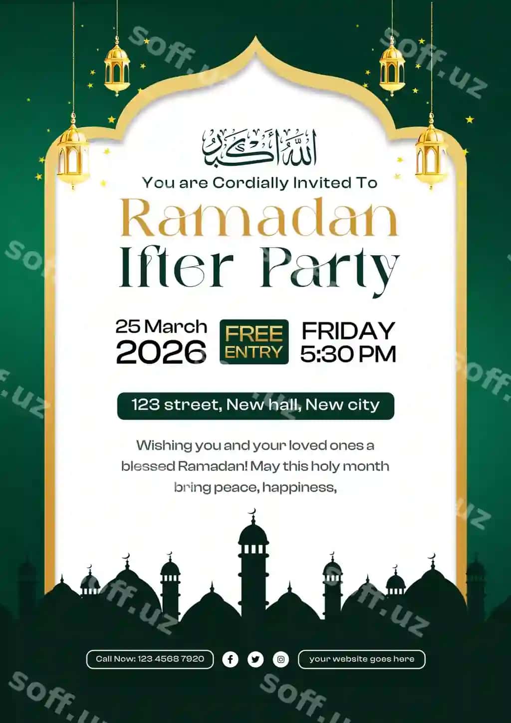 Ramadan iftor taklifnoma shabloni | Ramadan iftar invitation flyer template 2