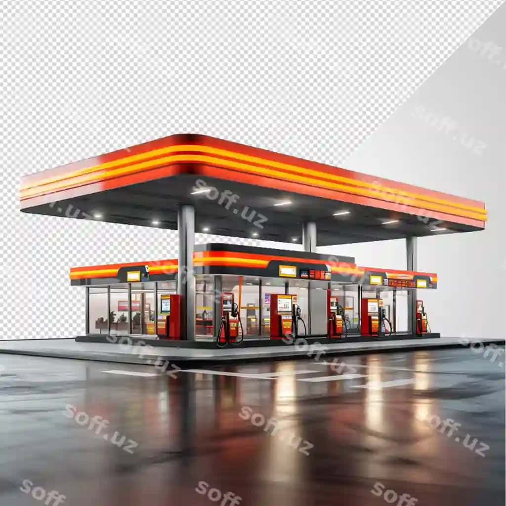 Zamonaviy yoqilg'i quyish shoxobchasi png | Contemporary petrol station canopy png