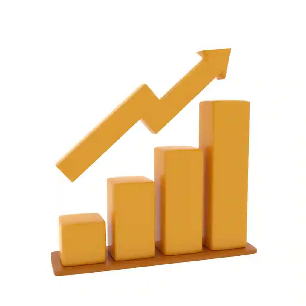 Psd chiziqli diagramma belgisi 3D render illyustratsiyasi ajratilgan | Psd bar chart icon 3d render illustration isolated