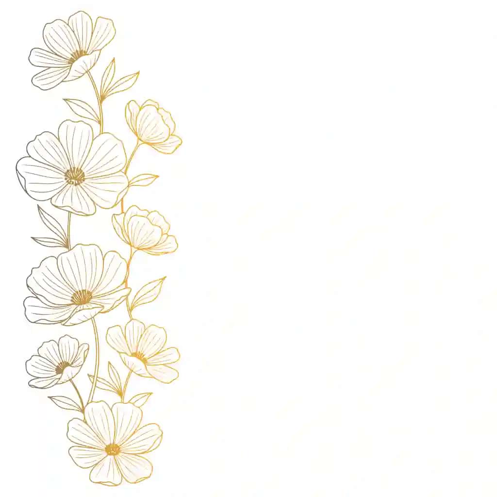 Hashamatli oltin gulli chegara vektori nafis chizilgan rasmlari bilan | Luxury golden floral border vector with elegant line art flowers