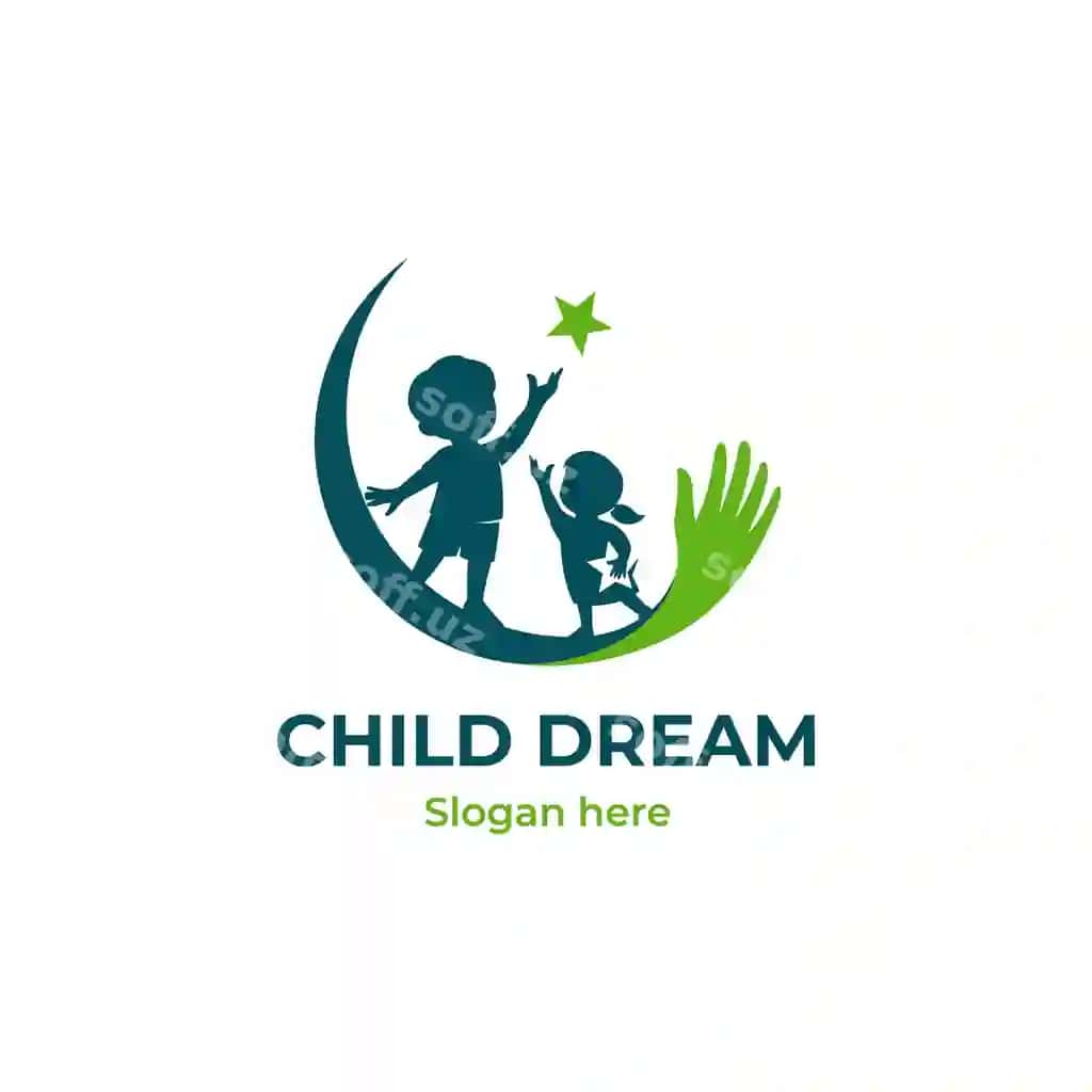 Bolalarni parvarish qilish logotipi, o'sib borgan bolalar logotipi | Child care logo growing child logo