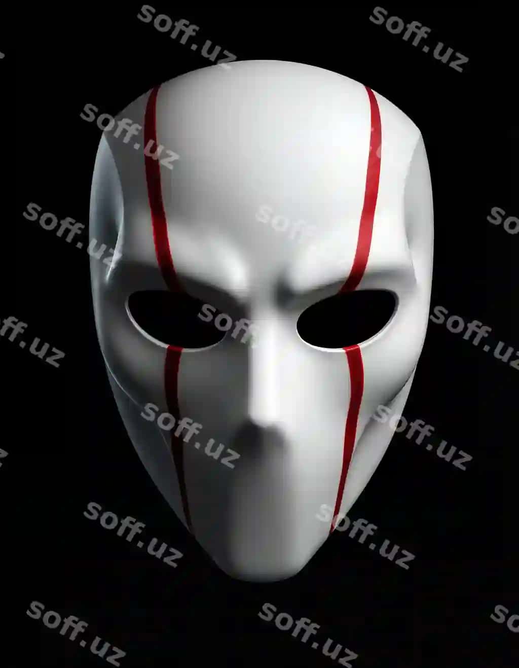 Oq yelga qizil chiziq yuzga ega | White mask with red stripe face