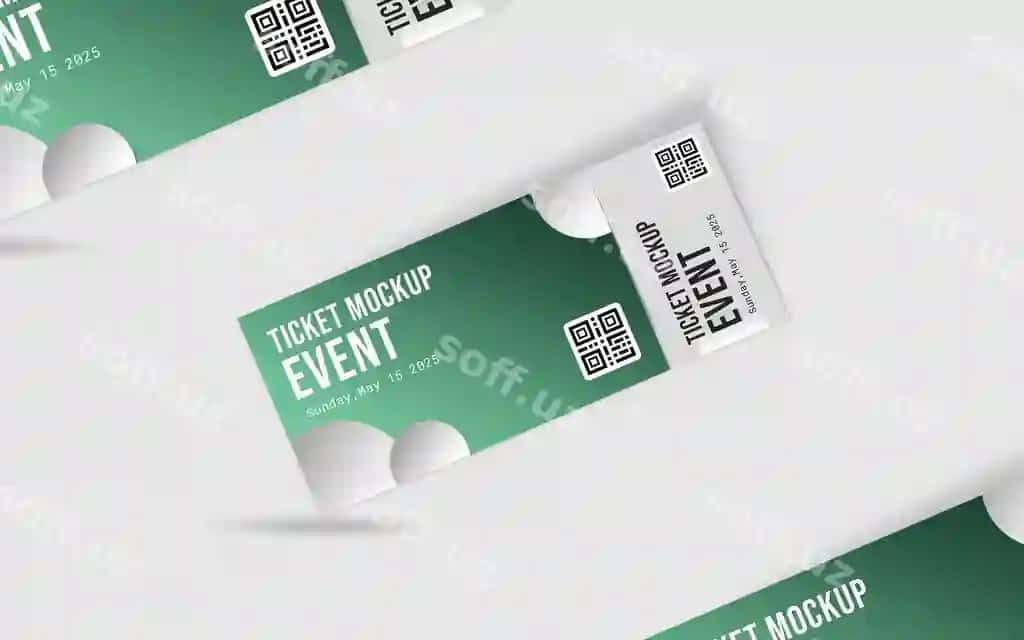 Realistik chipta tadbir mockup dizayni | Realistic ticket event mockup design