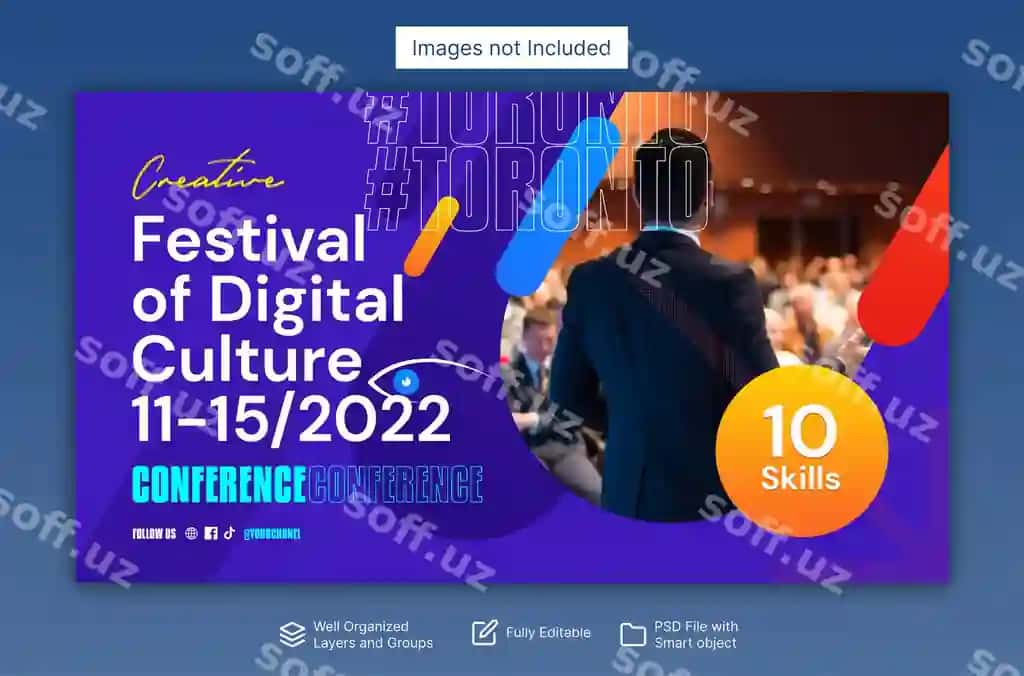 Biznes tadbiri youtube eskizi andozasi biznes tadbiri veb-banneri | Business event youtube thumbnail template business event web banner