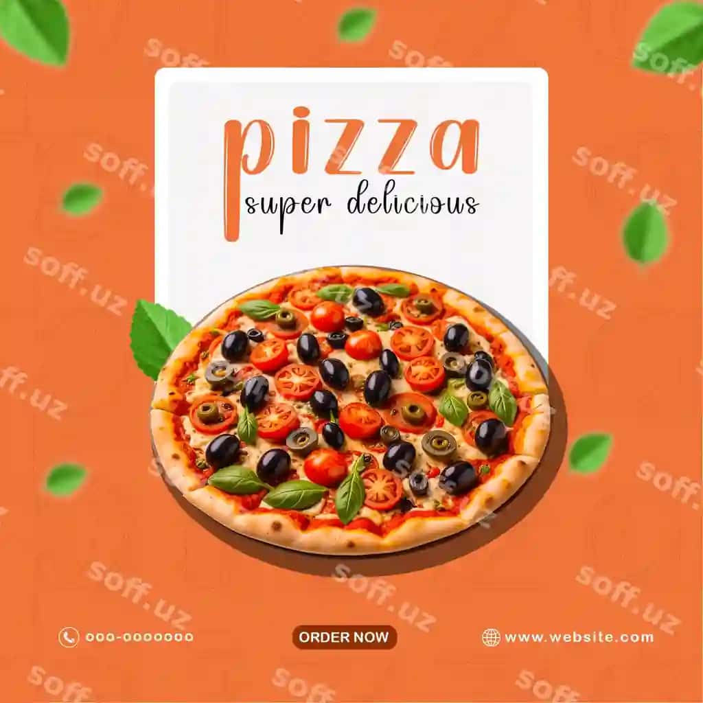 Ijtimoiy tarmoqlar pitsa marketing shabloni | Social media pizza marketing template