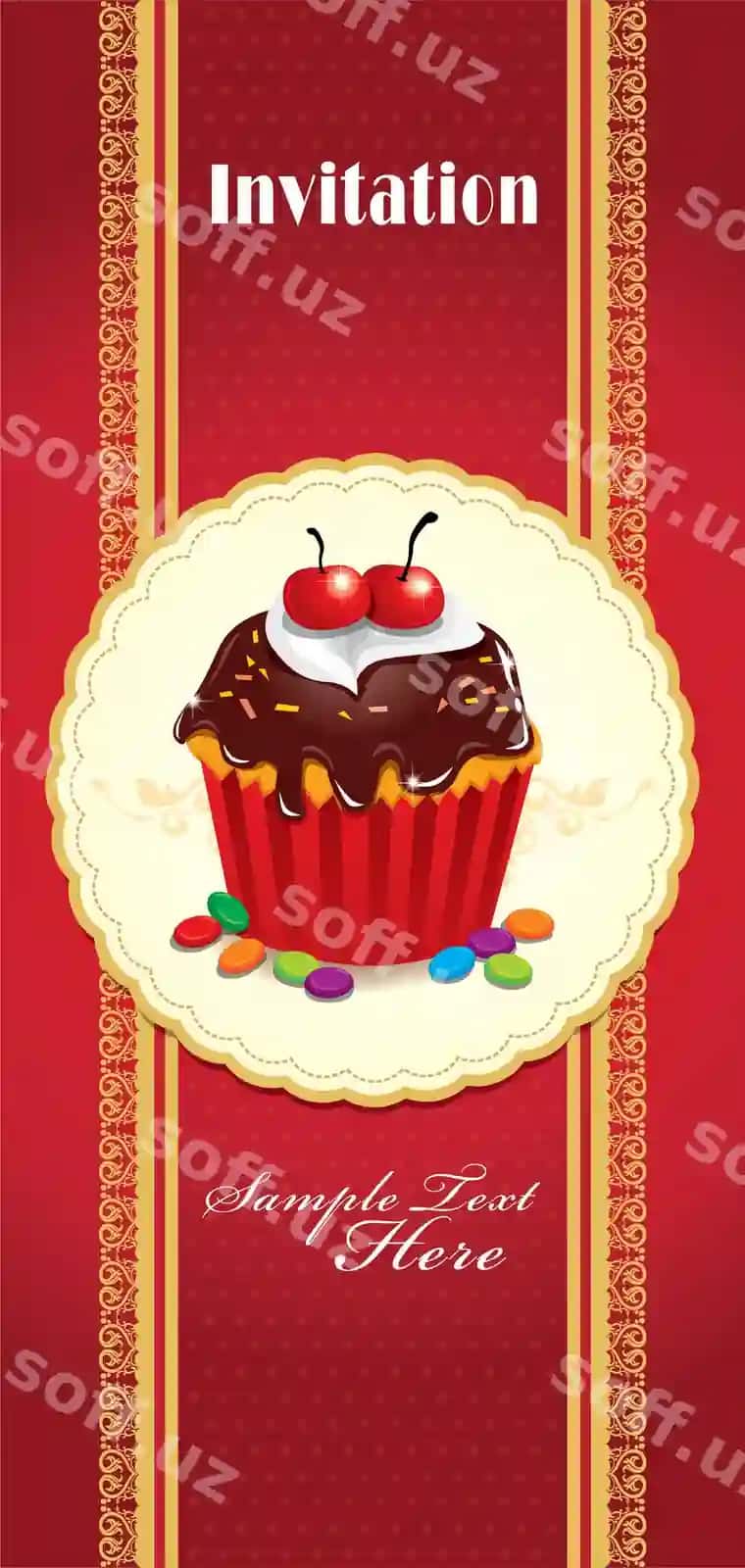 Vintage kubogi torti afishasi dizayni | Vintage cup cake poster design