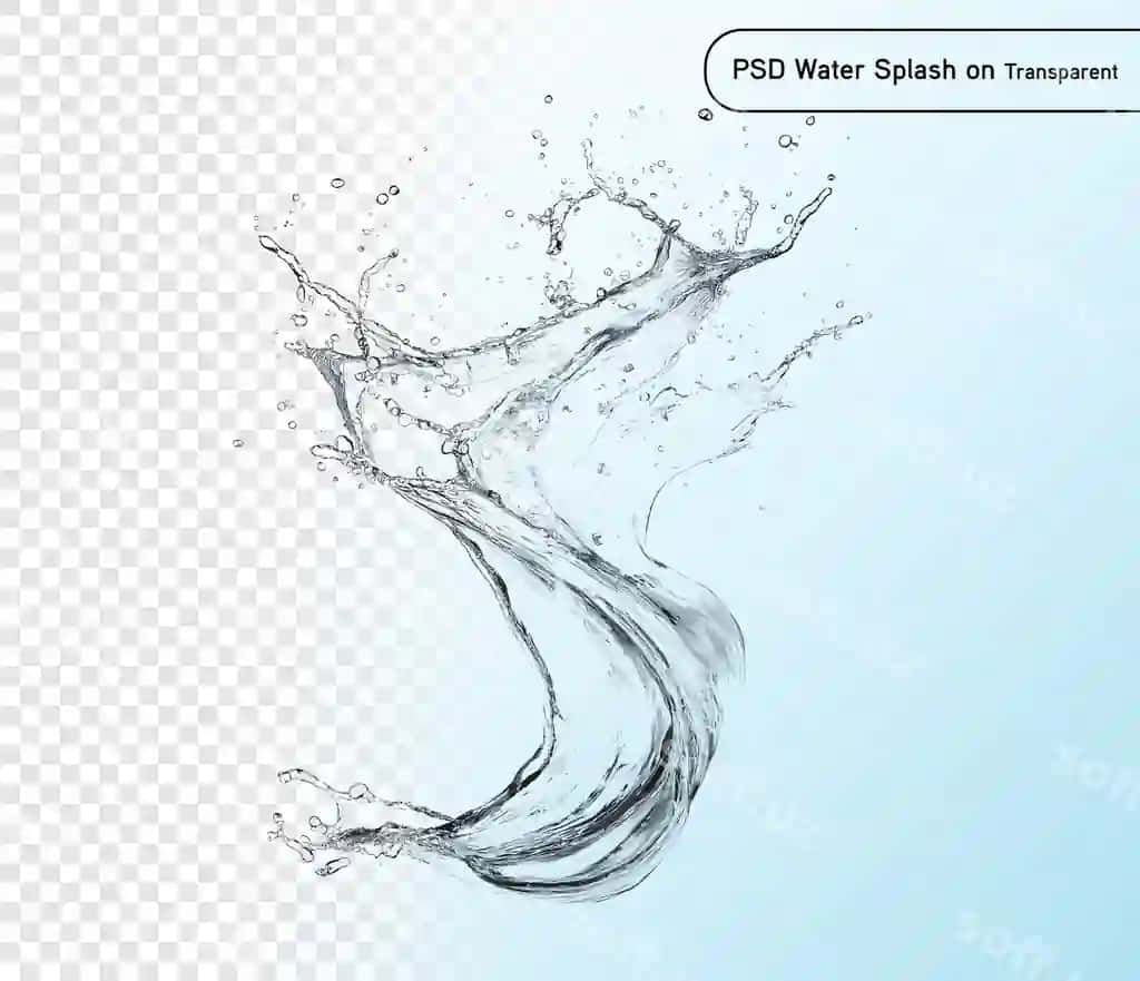 Ko'k suv splaš ajraltirilgan shaffof orqa fonda psd png | Blue water splash isolated transparent background psd png