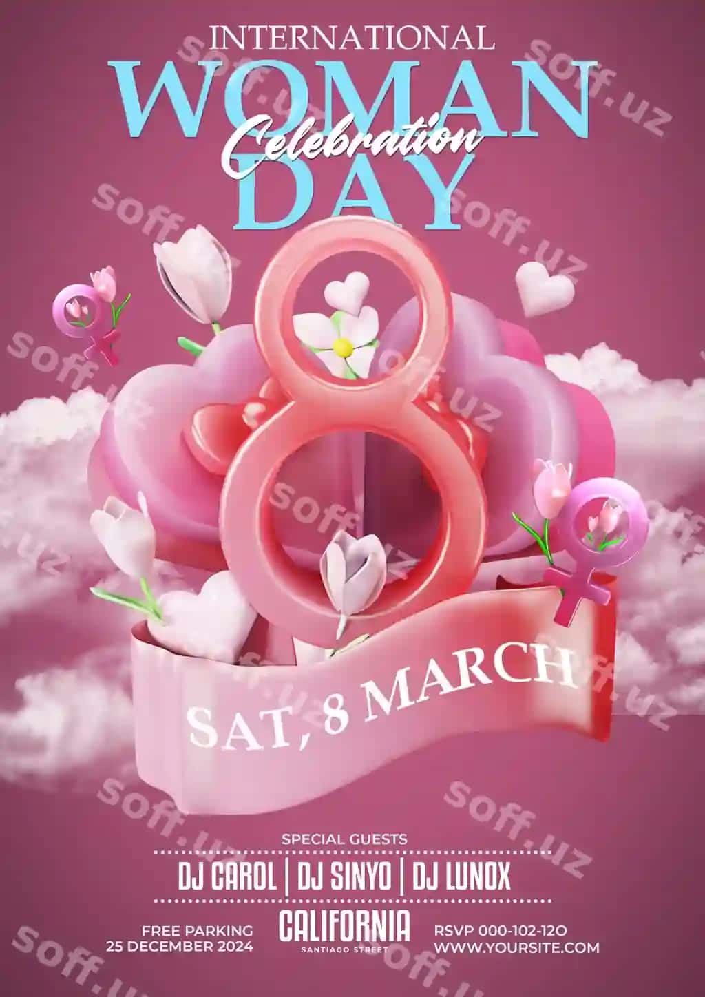 Xalqaro Ayollar Kuni bayram flyeri | International women day celebration flyer