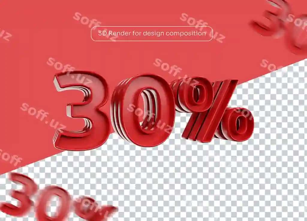 Uch o'lchovli qizil o'ttiz qalin sonli element ijodiy reklamlar | 3d red 30 bold numeric element creative promotions