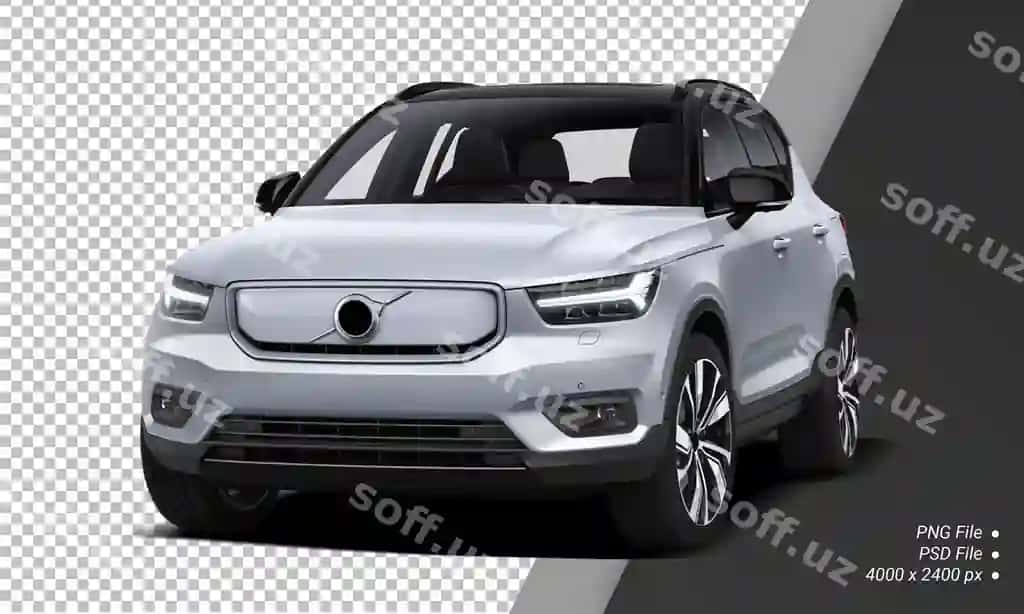 Oq volvo ev avtomobili izolyatsiya qilingan shaffof fon | White volvo ev car isolated transparent background