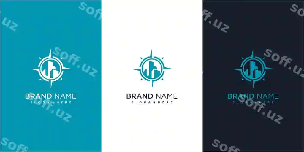 Ko'k bino mikhvar logotip dizayn shablon bino maqsad sizning | Blue building compass logo design template building target your