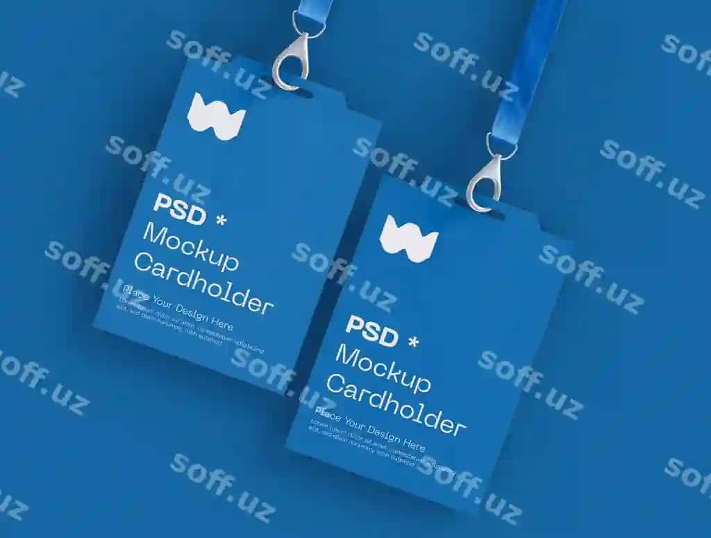 Komplekt ikki badji identifikatsiya kartalari mockup | Set two badge identity cards mockup
