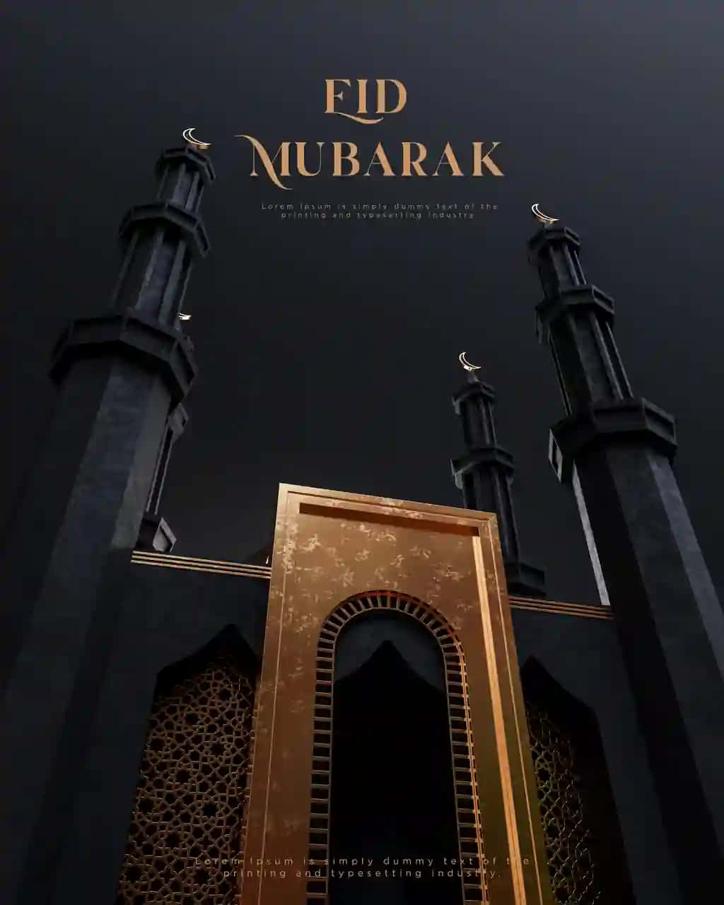 Iyd al fitr hayit muborak qora masjid islomiy bezak tabriklari | Eid al fitr eid mubarak black mosque islamic decoration greetings