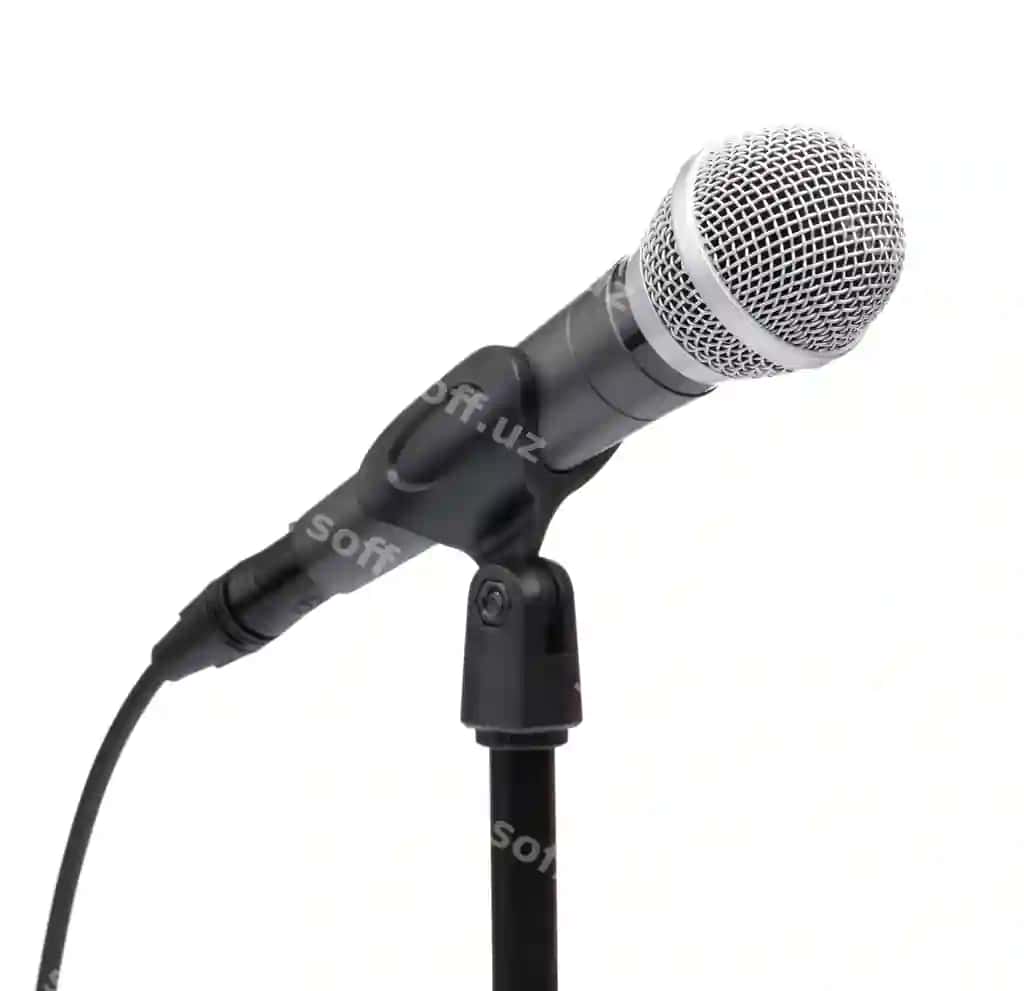 Kumush sharsimon boshli mikrofon stendi izolyatsiya qilingan oq fon | Silver ball head microphone stand isolated white background
