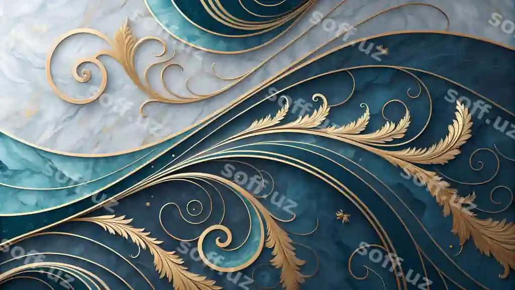 Zarif oltin gulli dizayn marmar fon | Elegant gold floral design marble background