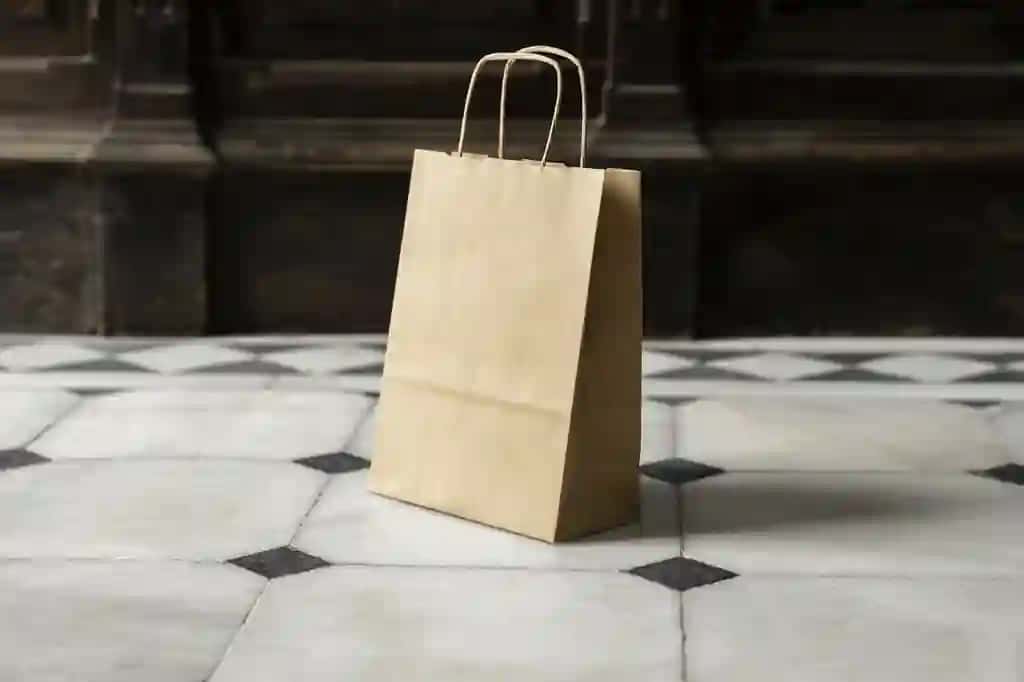 Gidraulik plitkalar maketi bo'lgan qog'oz sumka | Paper bag with hidraulic tiles mockup