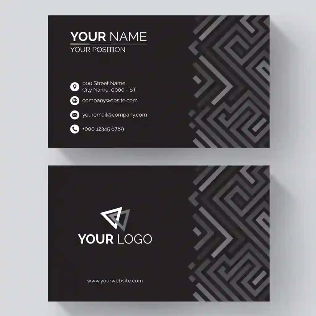 Oq qora naqshli biznes karta shabloni | White black pattern business card template