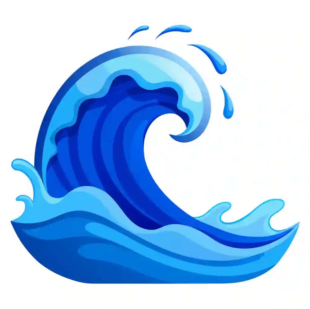 Moviy suv to'lqini vektori oq fon | Blue water wave vector white background